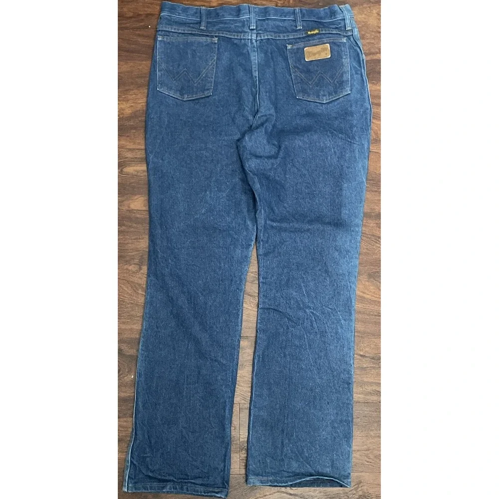 VTG Wrangler 945NAY Dark Wash Original Blue Straight Leg Jeans 40x34 Made In USA
